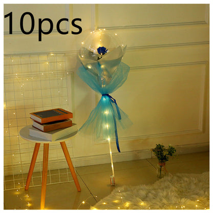 LED Luminous Balloon Rose Bouquet Transparent Bobo Ball Rose