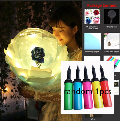 LED Luminous Balloon Rose Bouquet Transparent Bobo Ball Rose